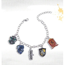 Pulsera Harry Potter Casas de Hogwarts Plateado  Joyería elegante y mágica