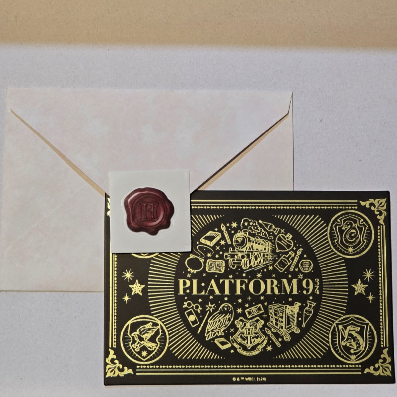 Tarjeta de Felicitaciones Plataforma 9 3/4 - Diseño Temático Harry Potter para Fiestas y Cumpleaños